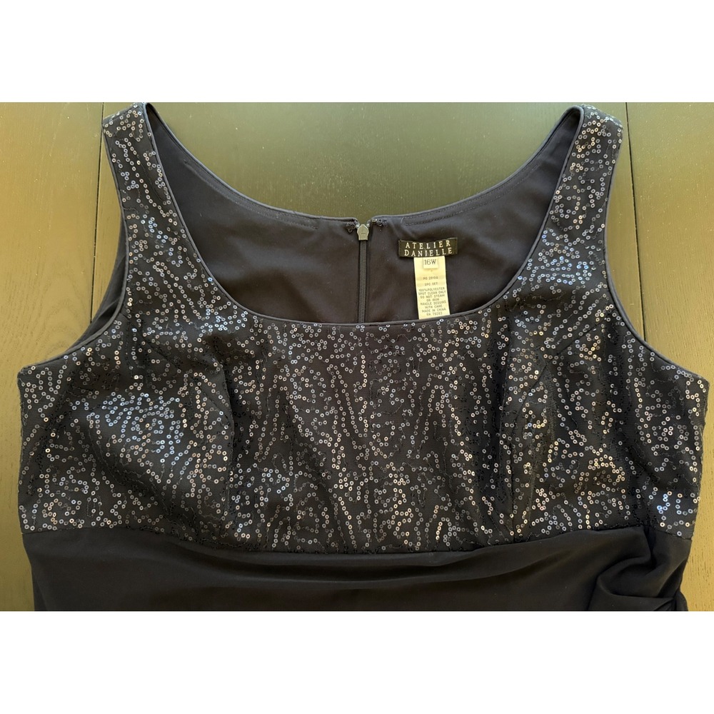 Atelier Danielle Evening Holiday Party Dress Size 16W Navy Back Zip‎ Full-Length